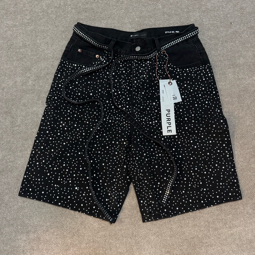 New Purple Brand rhinestone shorts men Size 32